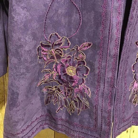 Maggie Sweet Purple Embroidered Twin Set Blouse 2X Petite - Picture 2 of 7